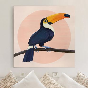 Quadri su tela - Illustrazione Uccello Toucan Pastello pittura