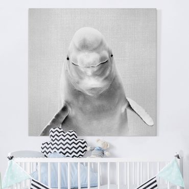 Stampa su tela - Beluga Bob in bianco e nero - Quadrato 1:1