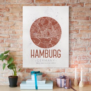 Stampa su tela - Hamburg City Map - Retro - Verticale 3:4
