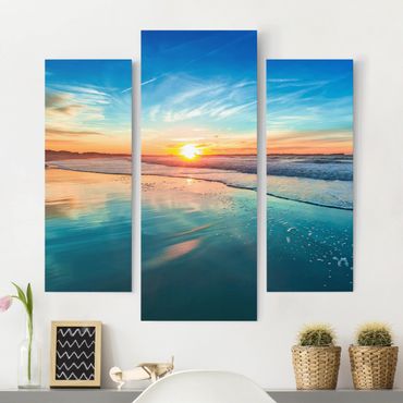 Stampa su tela - Romantic Sunset By The Sea - Trittico da galleria