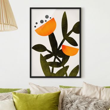Poster con cornice - Fiori in arancione