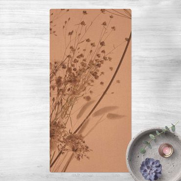 Tappetino di sughero - Bouquet di erba ornamentale e fiori - Formato verticale 1:2