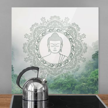 Paraschizzi in vetro - Buddha Mandala nella nebbia - Quadrato 1:1