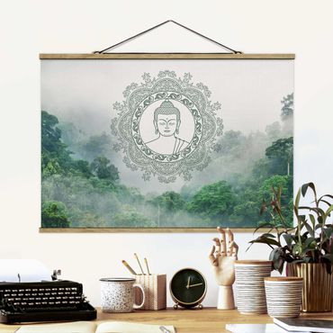 Foto su tessuto da parete con bastone - Buddha Mandala nella nebbia - Orizzontale 3:2