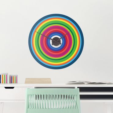 Adesivo murale orologio - cerchi colorati