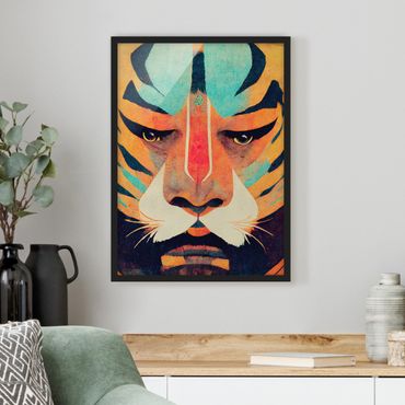 Poster con cornice - Illustrazione di tigre colorata