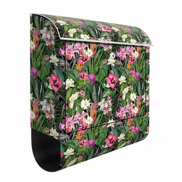 Cassetta postale - Collage di fiori colorati tropicali