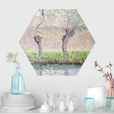 Esagono in Alluminio Dibond - Claude Monet - Primavera Willows
