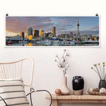 Poster - Auckland Skyline Sunset - Panorama formato orizzontale
