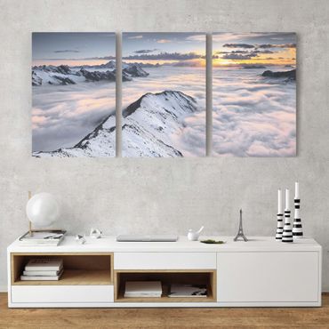 Stampa su tela 3 parti - View of clouds and mountains - Verticale 3:2
