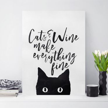 Stampa su tela - Cats And Wine Make Everything Fine - Verticale 3:4