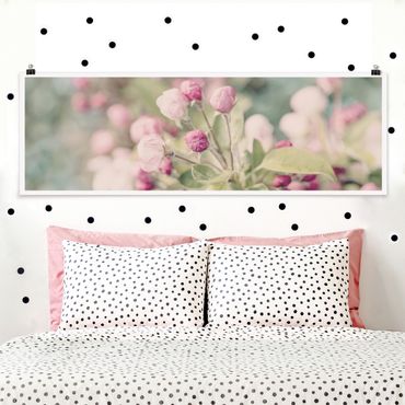 Poster - Apple Blossom rosa bokeh - Panorama formato orizzontale