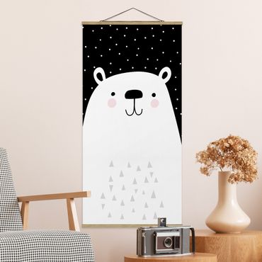 Quadro su tessuto con stecche per poster - Zoo con i modelli - Polar Bear - Verticale 2:1