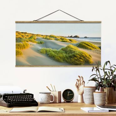 Foto su tessuto da parete con bastone - Dune ed erbe Al Mare - Orizzontale 1:2