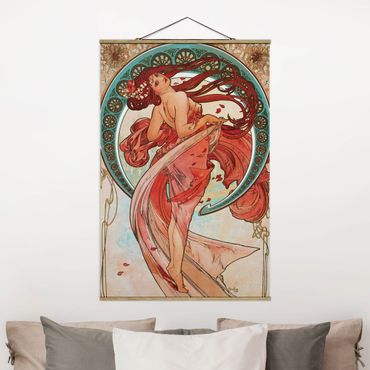 Foto su tessuto da parete con bastone - Alfons Mucha - Quattro arti - la danza - Verticale 3:2