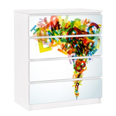 Carta adesiva per mobili IKEA - Malm Cassettiera 4xCassetti - Rainbow Alphabet