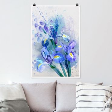 Poster - Acquerello fiori dell'iride - Verticale 3:2