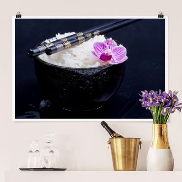 Poster - Rice Bowl Con L'orchidea - Orizzontale 2:3