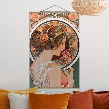 Foto su tessuto da parete con bastone - Alfons Mucha - Primrose - Verticale 3:2