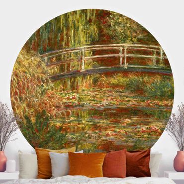 Carta da parati rotonda autoadesiva - Claude Monet - Lo stagno delle ninfee e il ponte giapponese (armonia in rosa)