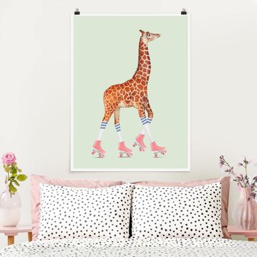 Poster - Giraffa con Pattini a rotelle - Verticale 4:3