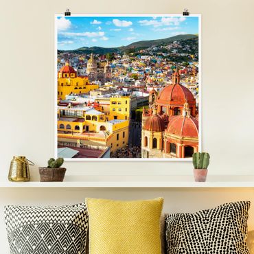 Poster - Case colorate Guanajuato - Quadrato 1:1