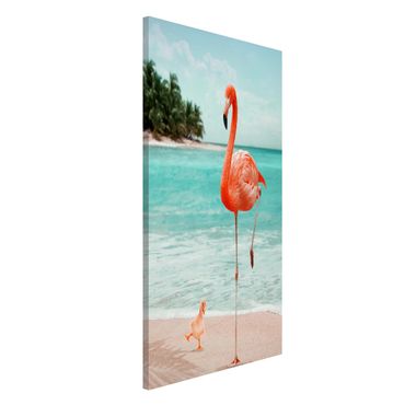 Lavagna magnetica - Spiaggia Con Flamingo - Formato verticale 4:3