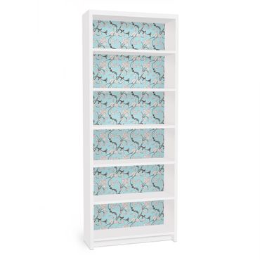 Carta adesiva per mobili IKEA - Billy Libreria - Bright Blue floral pattern