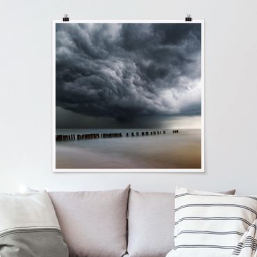 Poster - Tempesta nuvole sopra il Mar Baltico - Quadrato 1:1