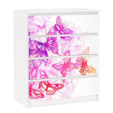 Carta adesiva per mobili IKEA - Malm Cassettiera 4xCassetti - Butterfly dream