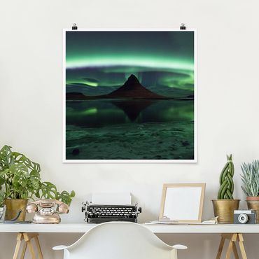 Poster - Aurora in Islanda - Quadrato 1:1