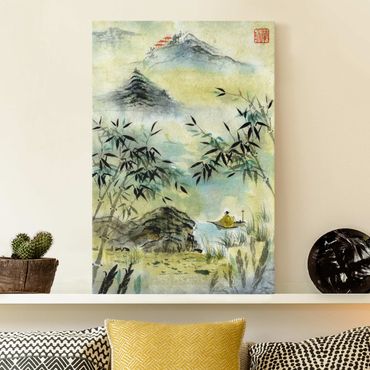 Stampa su tela - Giapponese disegno ad acquerello Bamboo Forest - Verticale 3:2
