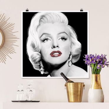 Poster - Marilyn con gli orecchini - Quadrato 1:1