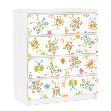 Carta adesiva per mobili IKEA - Malm Cassettiera 4xCassetti - Butterfly illustrations
