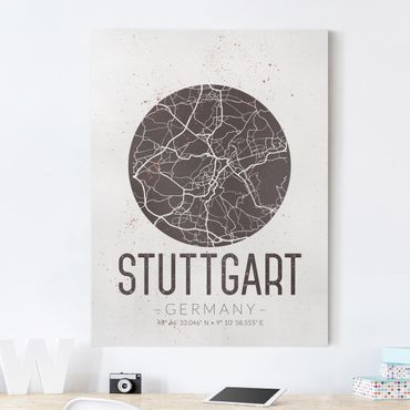 Stampa su tela - Stuttgart City Map - Retro - Verticale 3:4