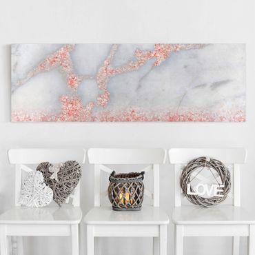 Stampa su tela - Ottica marmo con Rosa Confetti - Panoramico