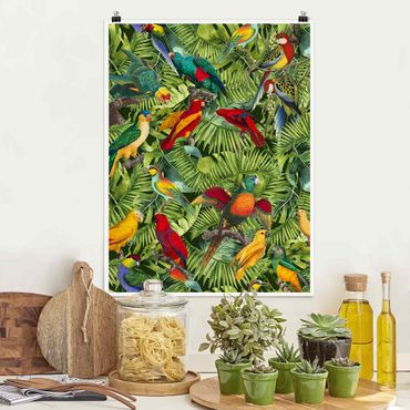 Poster - Colorato collage - Parrot In The Jungle - Verticale 4:3
