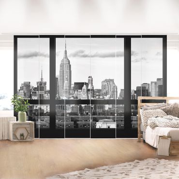 Tende scorrevoli set - Windows View New York Skyline Black