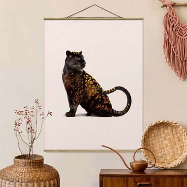 Foto su tessuto da parete con bastone - Panthers d'oro - Verticale 4:3