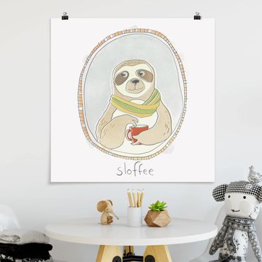 Poster - caffeina Sloth - Quadrato 1:1
