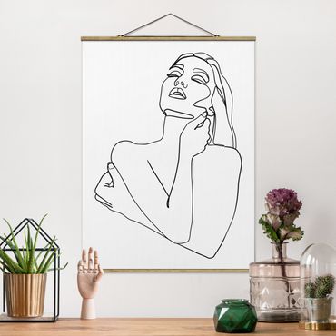 Foto su tessuto da parete con bastone - Line Art Torso della donna Bianco e nero - Verticale 4:3