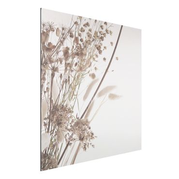 Stampa su alluminio - Bouquet di erba ornamentale e fiori