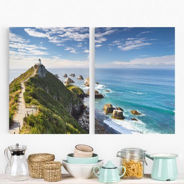 Stampa su tela 2 parti - Nugget Point Lighthouse And New Zealand - Verticale 4:3