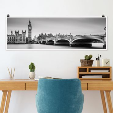 Poster - Ponte di Westminster e il Big Ben - Panorama formato orizzontale