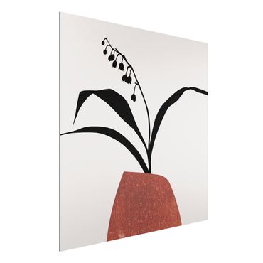 Aluminium Print - Grafische Pflanzenwelt - Maiglöckchen - Quadrat 1:1