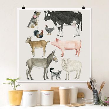 Poster - La fattoria degli animali Famiglia I - Quadrato 1:1