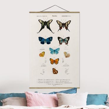 Foto su tessuto da parete con bastone - Vintage Consiglio Butterflies I - Verticale 3:2