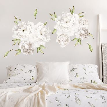 Adesivo murale fiori - Set di peonie in bianco