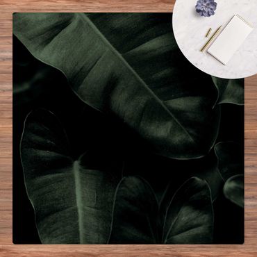 Tappetino di sughero - Foglie della giungla verde scuro - Quadrato 1:1