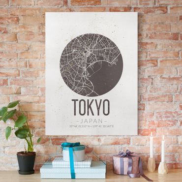 Stampa su tela - Tokyo City Map - Retro - Verticale 3:4